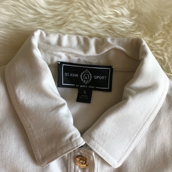 St. John Sport White Nautical Gold Button Jacket S - Picture 3 of 6